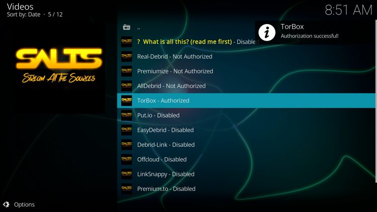 You should then see a TorBox authorization successful message.