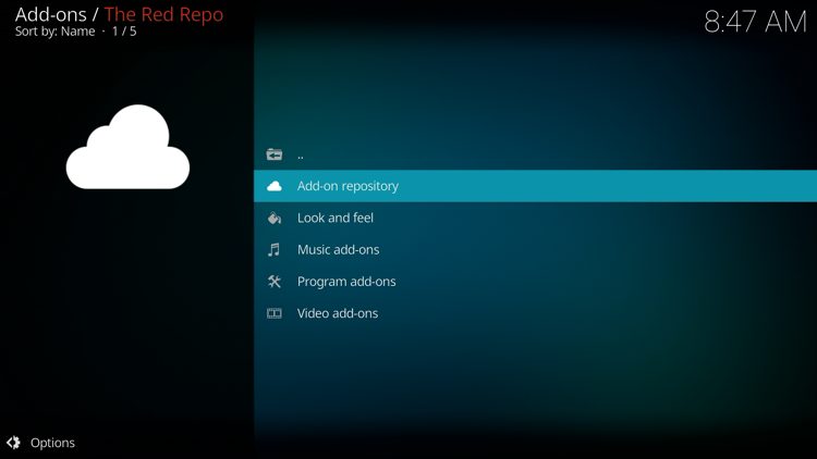 Then click Add-on repository