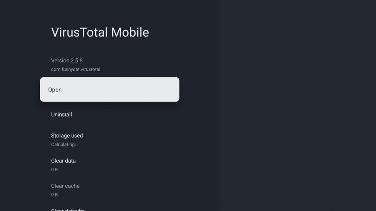 Locate the VirusTotal app on your device and launch it.