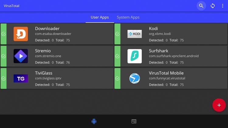 You can now view your Scan Report of both User Apps and System Apps.