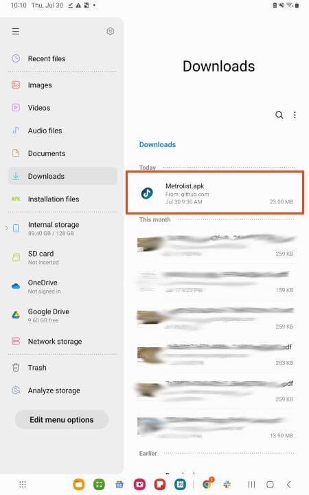 select the metrolist apk