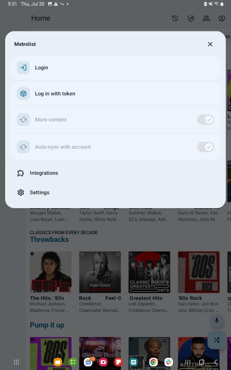 log into youtube music metrolist