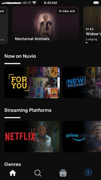 nuvio interface on ios