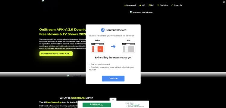 OnStream fake website