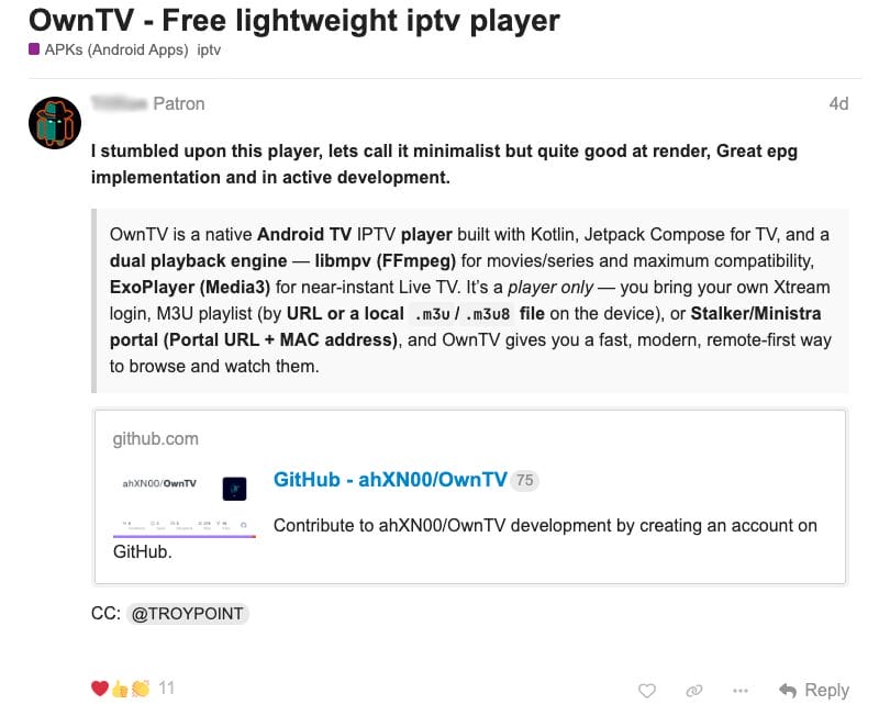 A Post about OwnTV in the TROYPOINT Insider