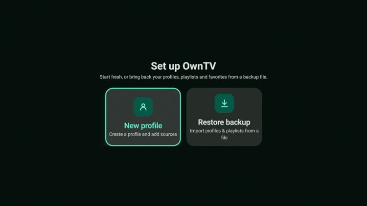 Click New profile if this is your first time using this app.