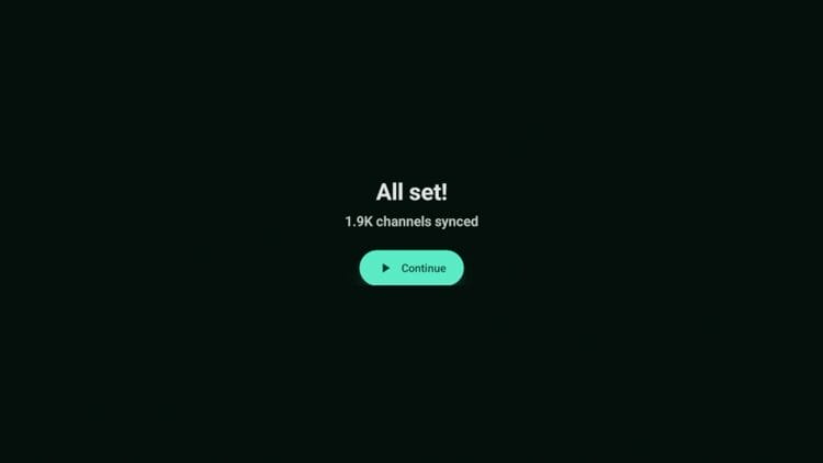 Click Continue after your channels have been imported.