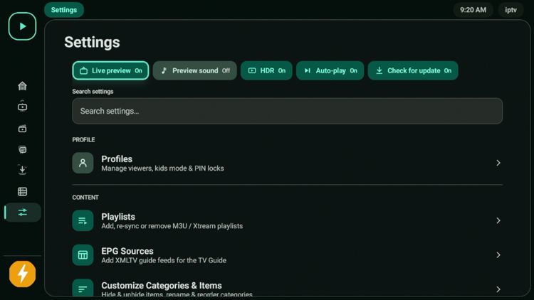 Player Settings