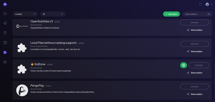 PenguPlay addon installed