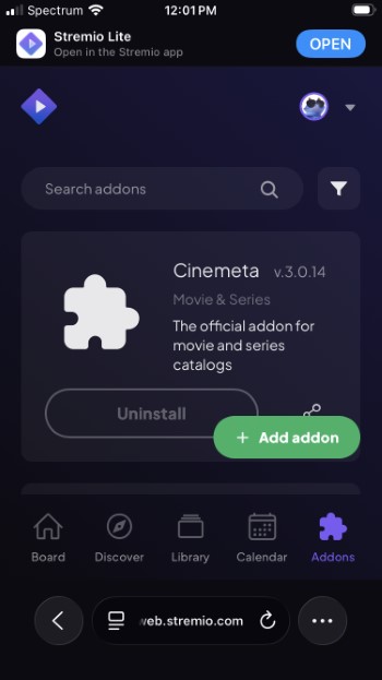 click Add Addon
