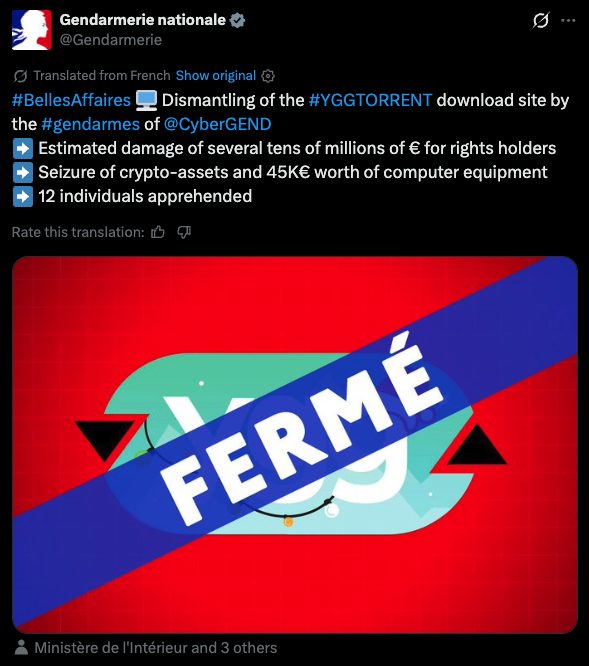 The Gendarmerie’s Social Media Post