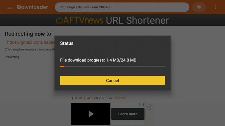 Wait a few seconds for the APK file to install.