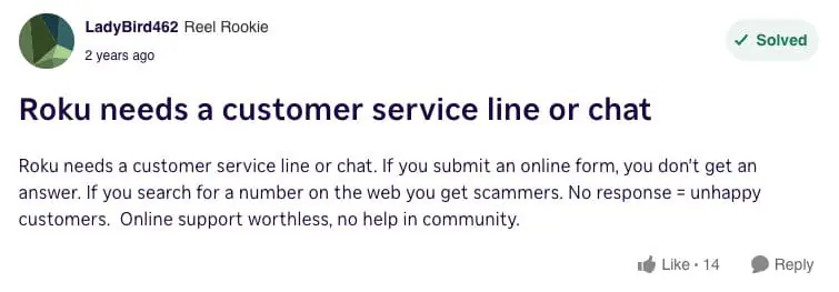 Example of a frustrated Roku user