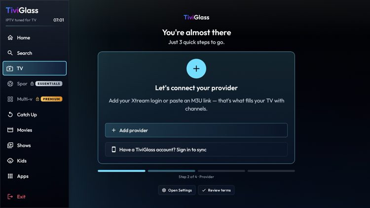 TiviGlass Home Screen