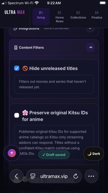 select content filters