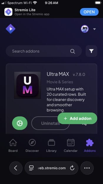 ultra max addon in your library