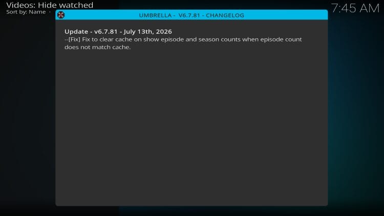Umbrella Kodi latest update