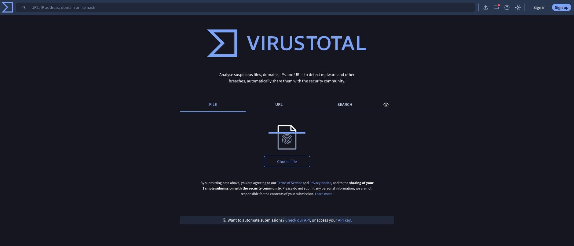 VirusTotal Website