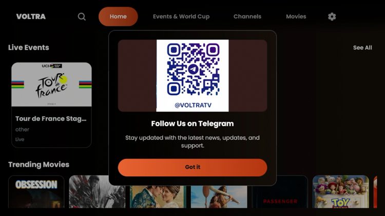 Click Got it when this Telegram message appears.