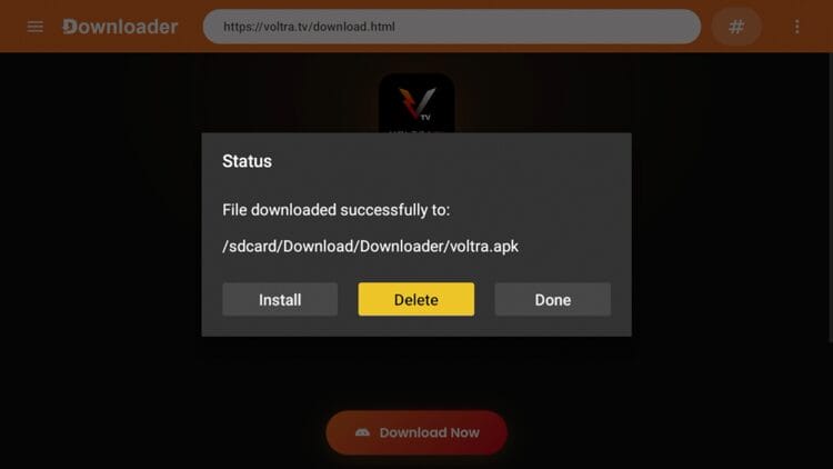 Return to Downloader and click Delete.