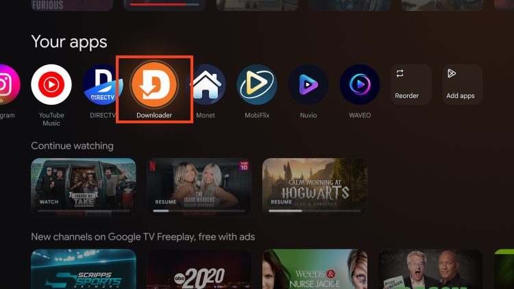 open downloader to install at4k launcher