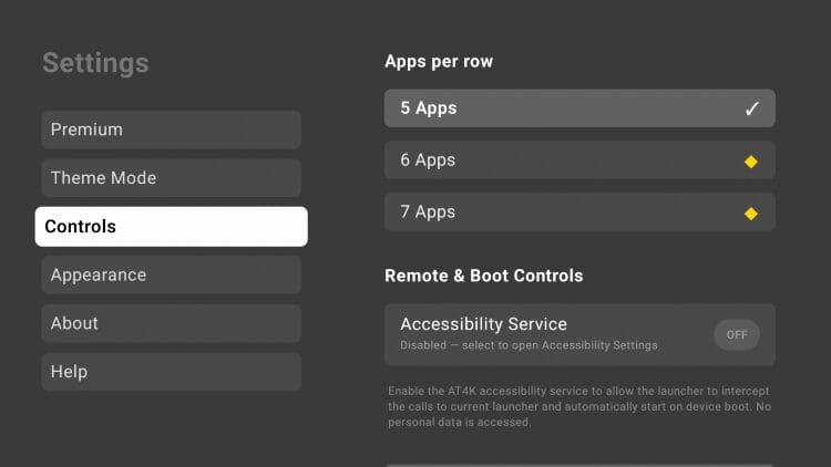 apps per row in at4k launcher
