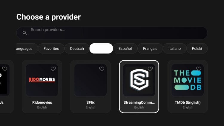choose provider in streamflix