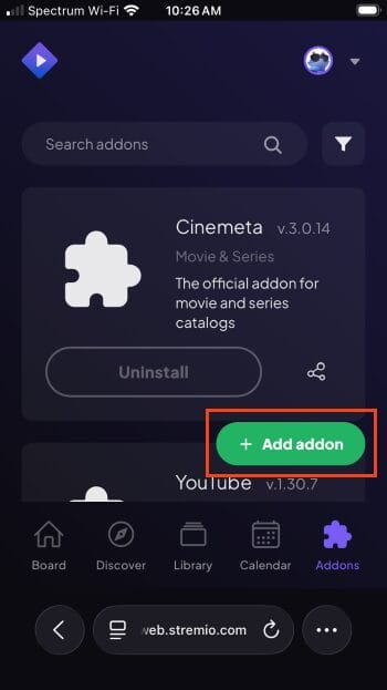 select add addon