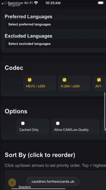 select codec preferences