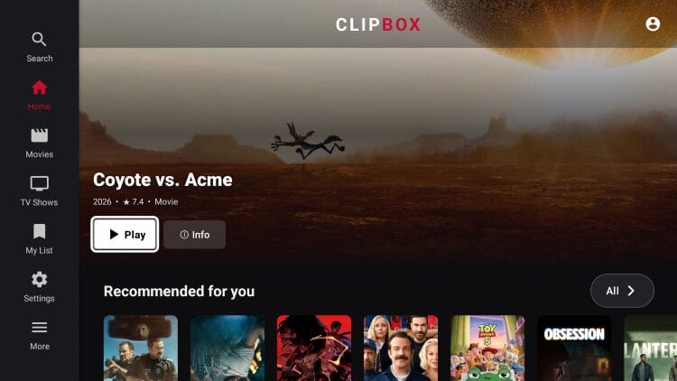 ClipBox home screen