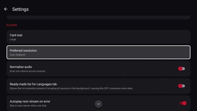 resolution settings