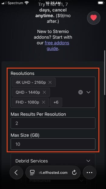 input resolutions and file sizes