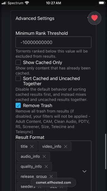 configure advanced settings in comet