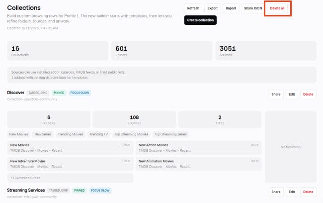 how to remove nuvio collections