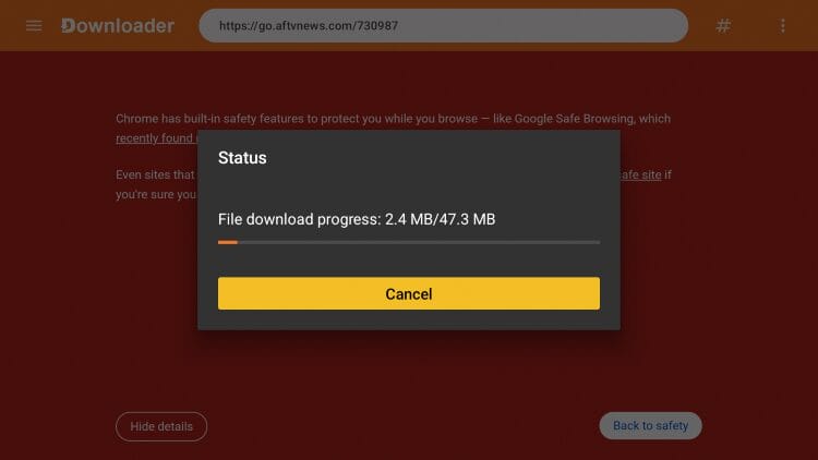 wait for the cinema hq app to install
