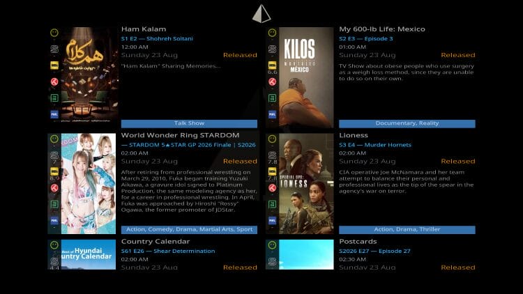 Prism kodi calendar