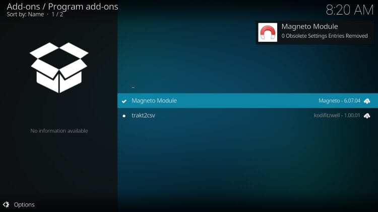 magneto module addon installed message