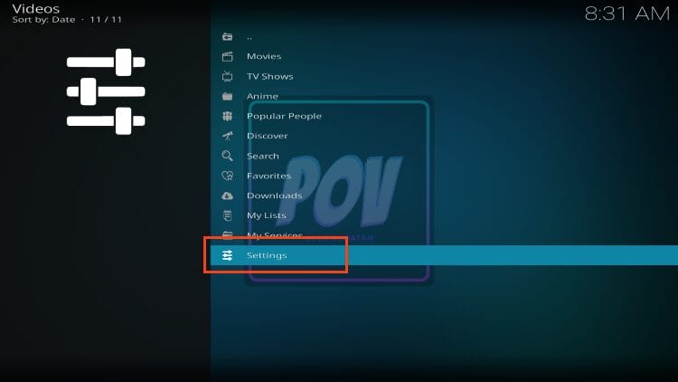 click tools or settings