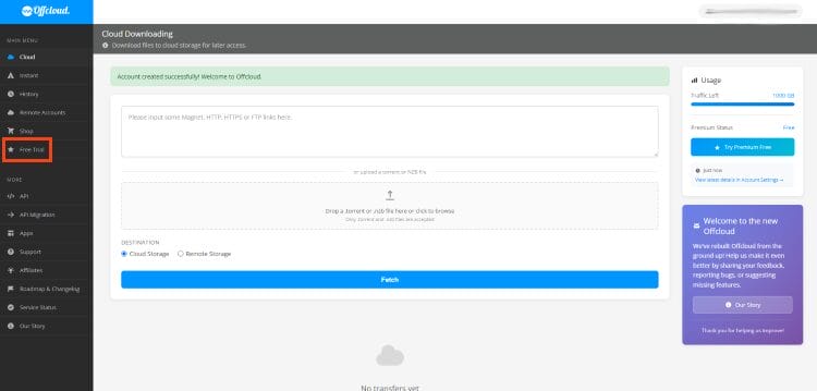 choose offcloud free trial