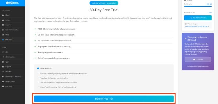 click start free trial