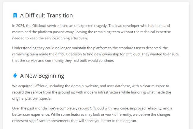 OffCloud New Ownership