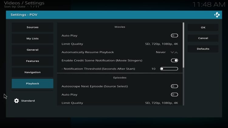 POV Playback Settings