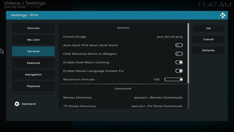 Kodi POV General Settings