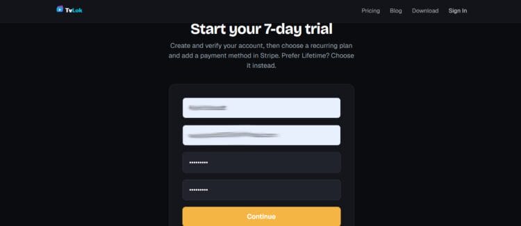 input your username and password