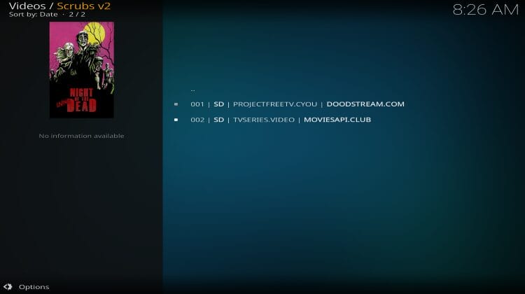 Links in Scrubs Kodi