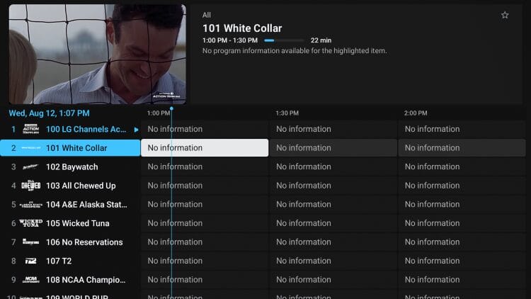 browsing channels within TVLok