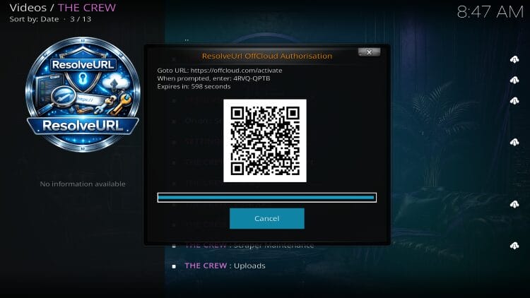 make note of activation code