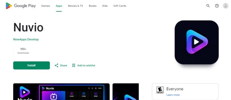 Fake Nuvio in Google Play