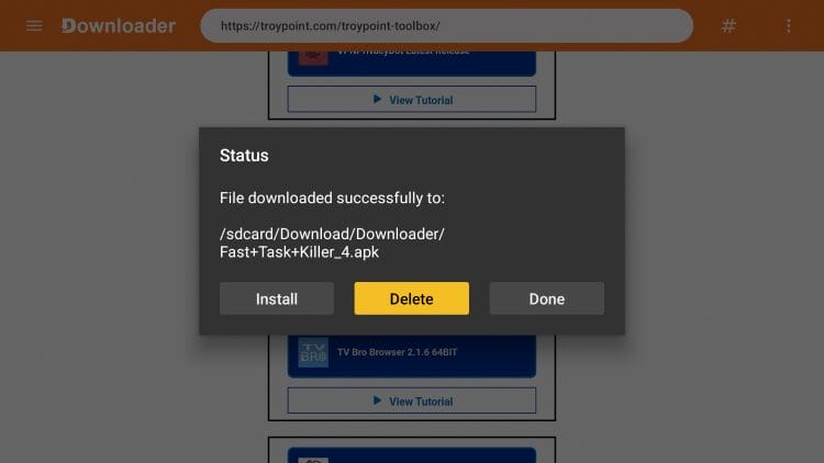 click delete to remove installation file