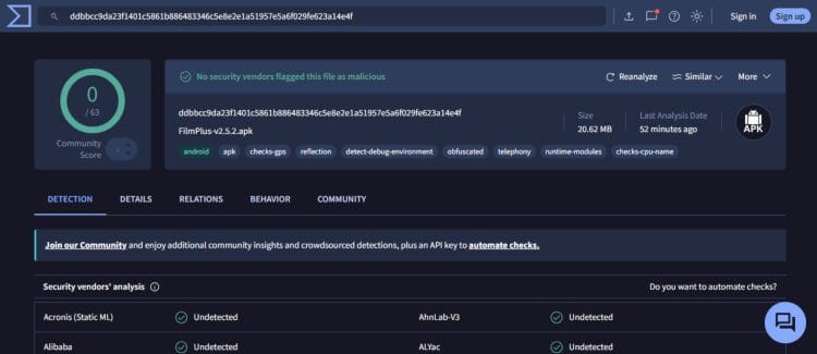Filmplus virus scan